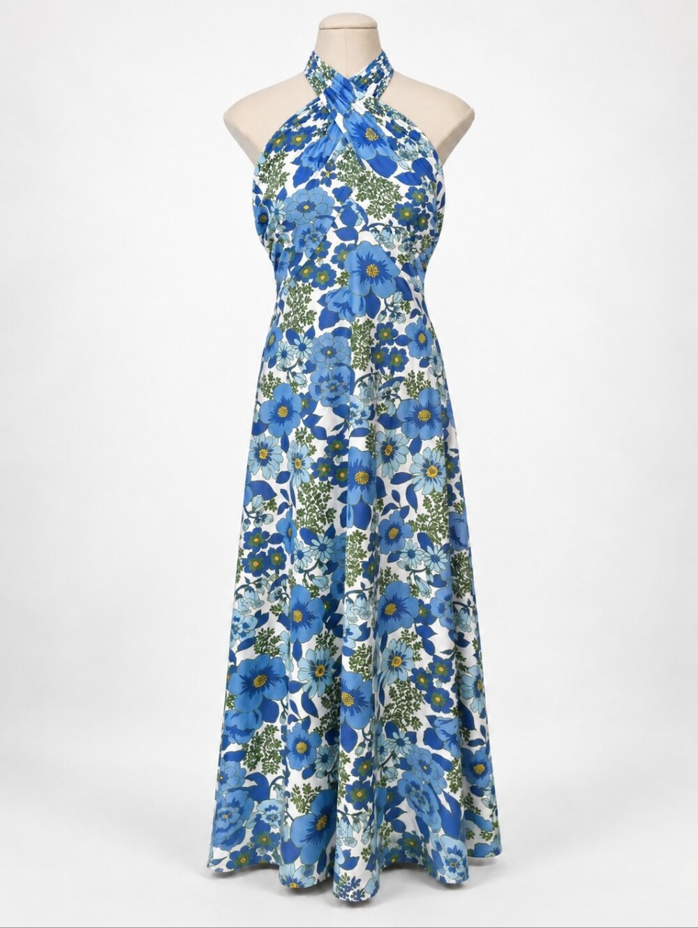 Smith & Quinn Fallon Porcelain Petals Blue Floral Halter Maxi Dress Small - Picture 1 of 9